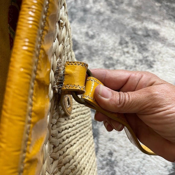 Lucky Brand Raffia Straw Tote Yellow Tan lined Multipurpose/Beach Bag - Picture 11 of 12